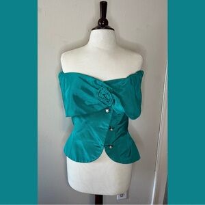 Elegant Teal Off-Shoulder Women's Top